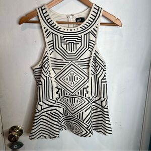 Dotti geometry print sleeveless top super cute peplum cut